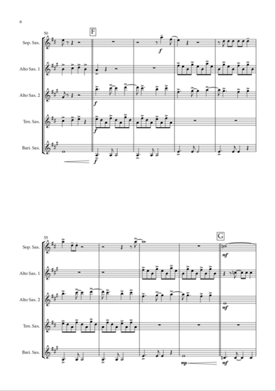 Summer Of '69 Saxophone Quintet scores gallery preview page 6