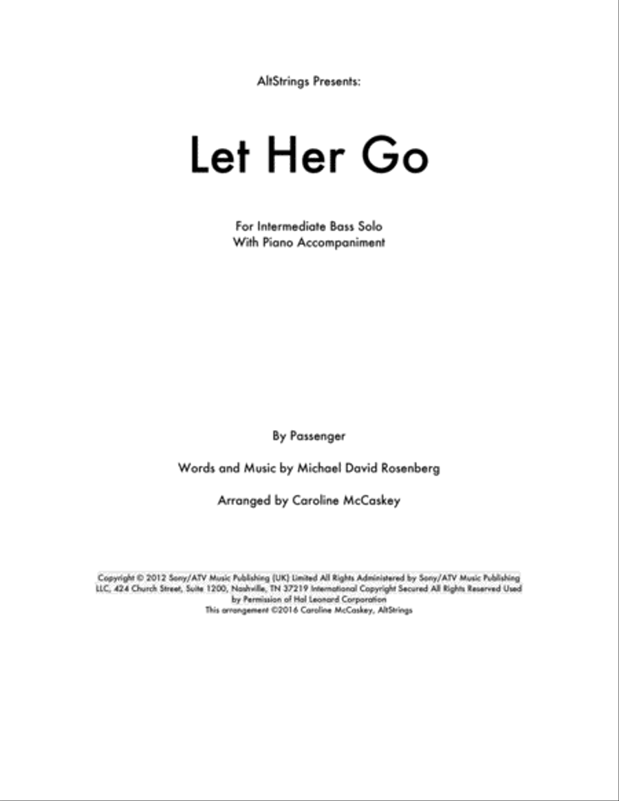 Let Her Go Double Bass scores gallery preview page 1