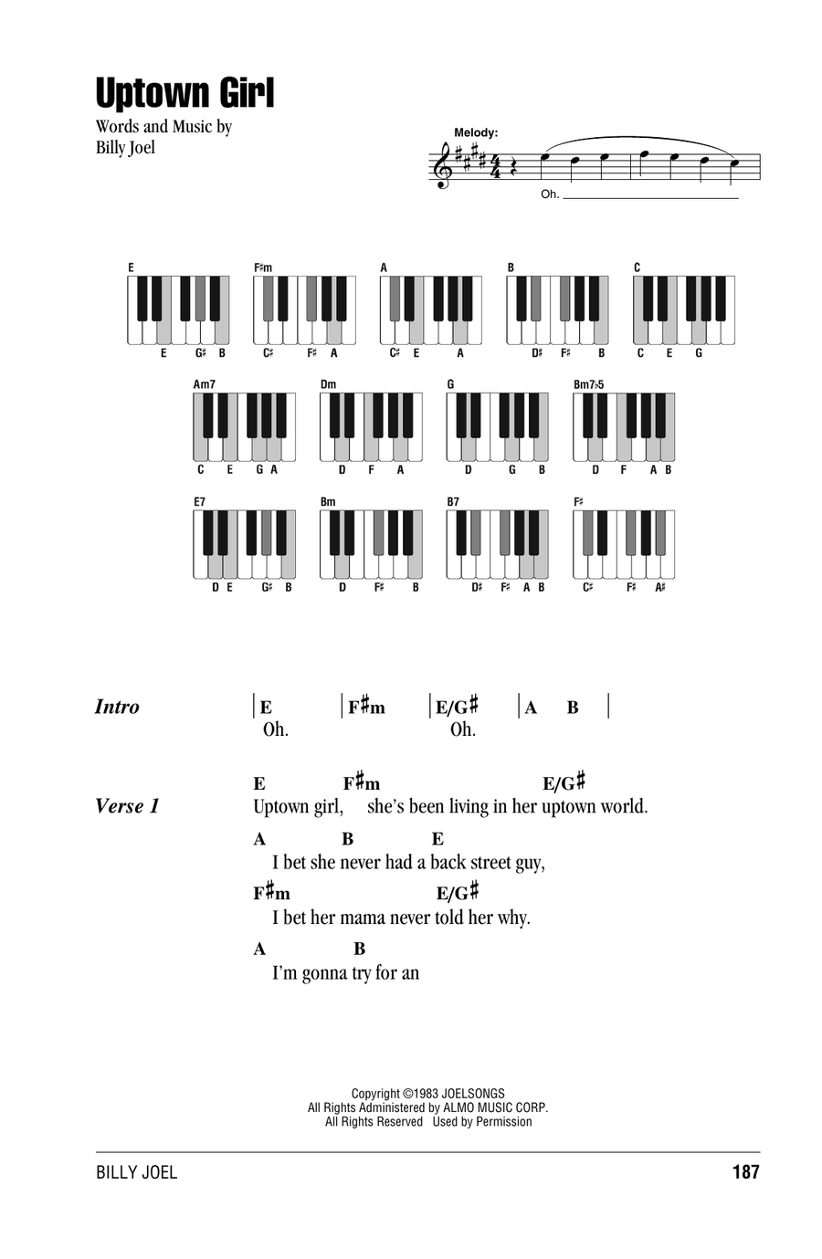 Uptown Girl Piano scores gallery preview page 1
