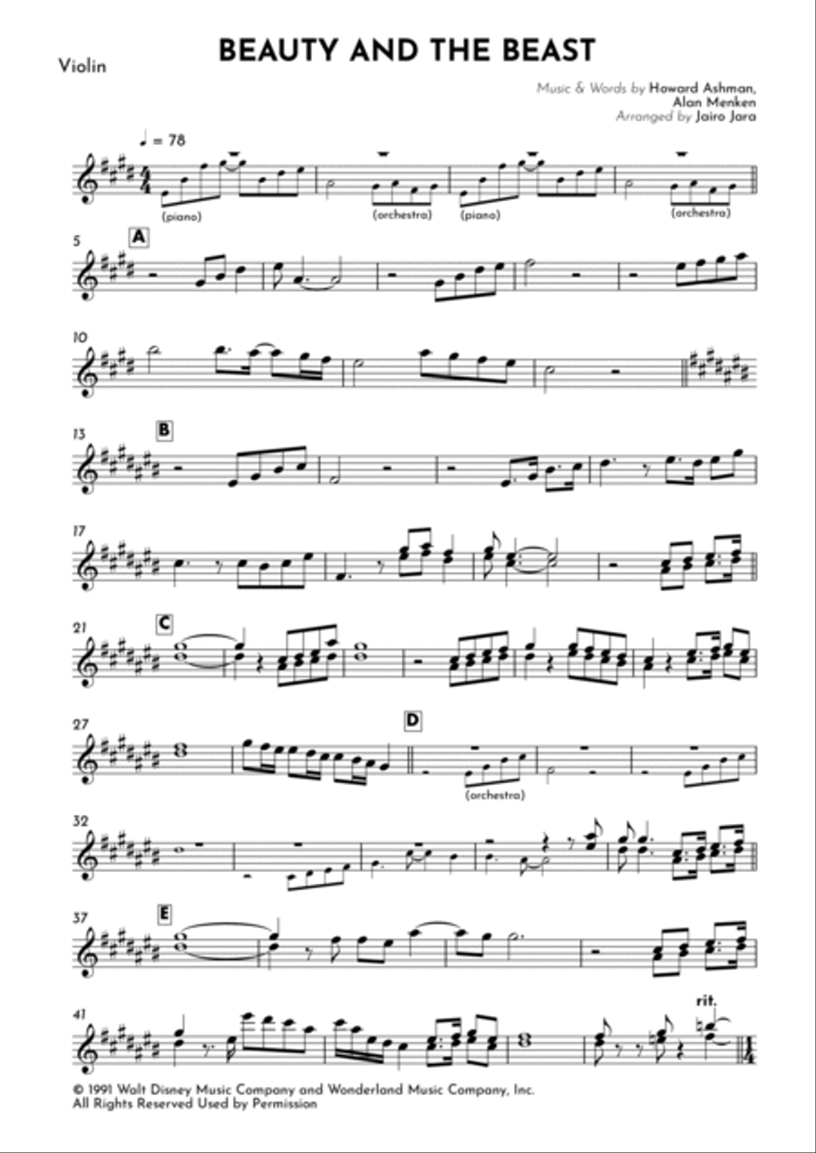 Beauty And The Beast Violin Solo scores gallery preview page 2