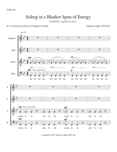 Asleep in a Blanket Spun of Energy for SATB a cappella, no divisi image number null