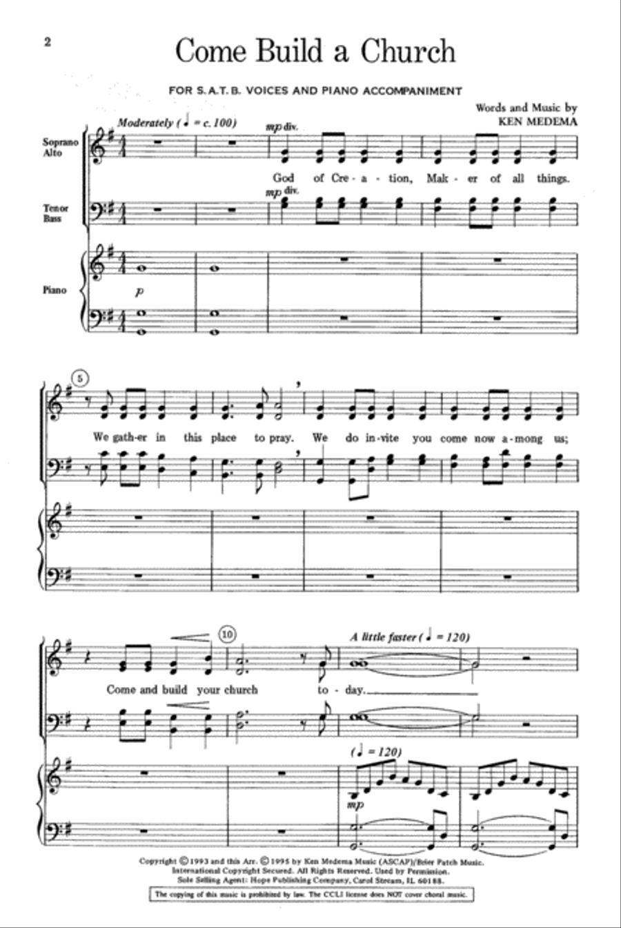 Come Build a Church Come Build a Church 4-Part scores gallery preview page 3