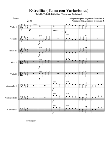 Twinkle Twinkle Little Star (Theme and Variations) For String Orchestra image number null
