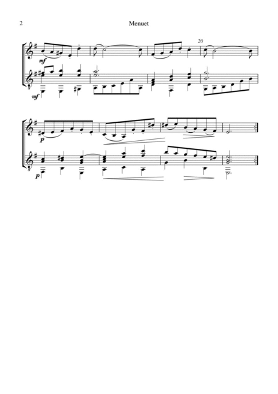 Menuet from Suite No. 2 BWV 1067 for violin and guitar Menuet from Suite No. 2 BWV 1067 for violin and guitar String Duet scores gallery preview page 2