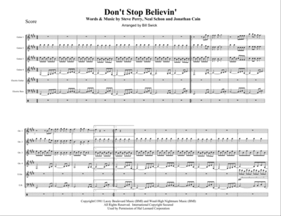 Don't Stop Believin' Guitar scores gallery preview page 1