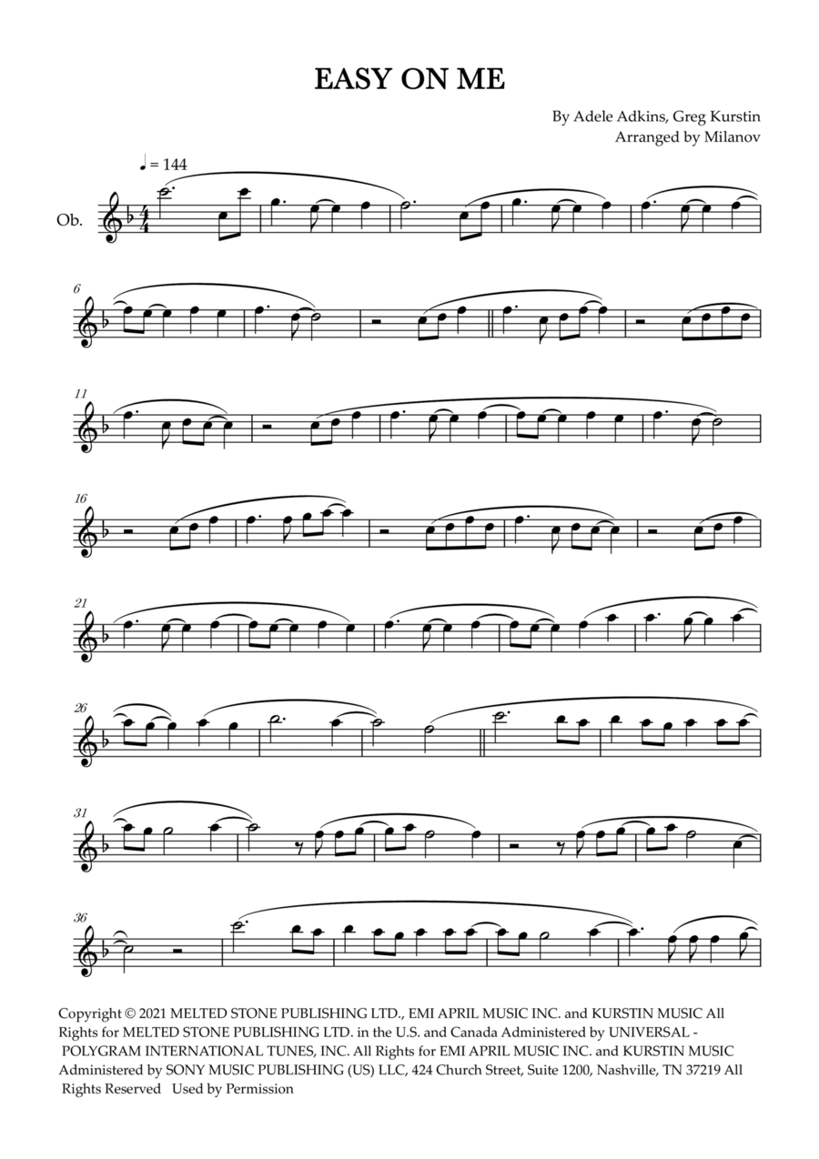 Easy On Me Oboe Solo scores gallery preview page 1