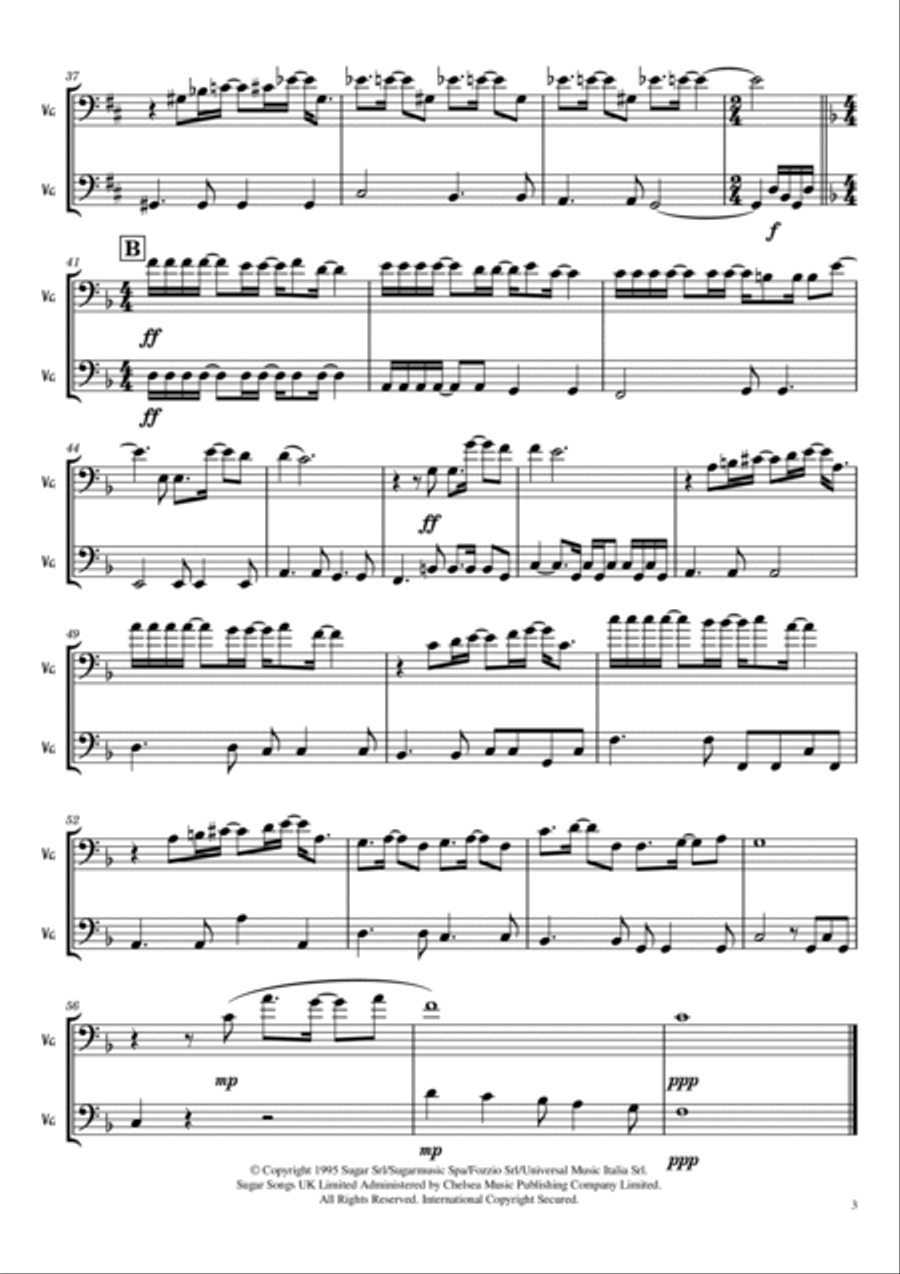 Vivo Per Lei Cello Solo scores gallery preview page 3
