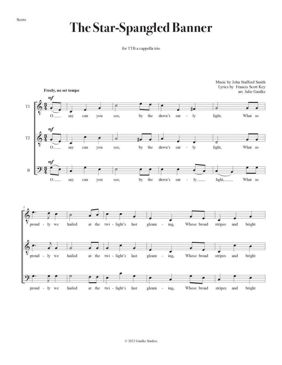 The Star-Spangled Banner for TTB a cappella image number null
