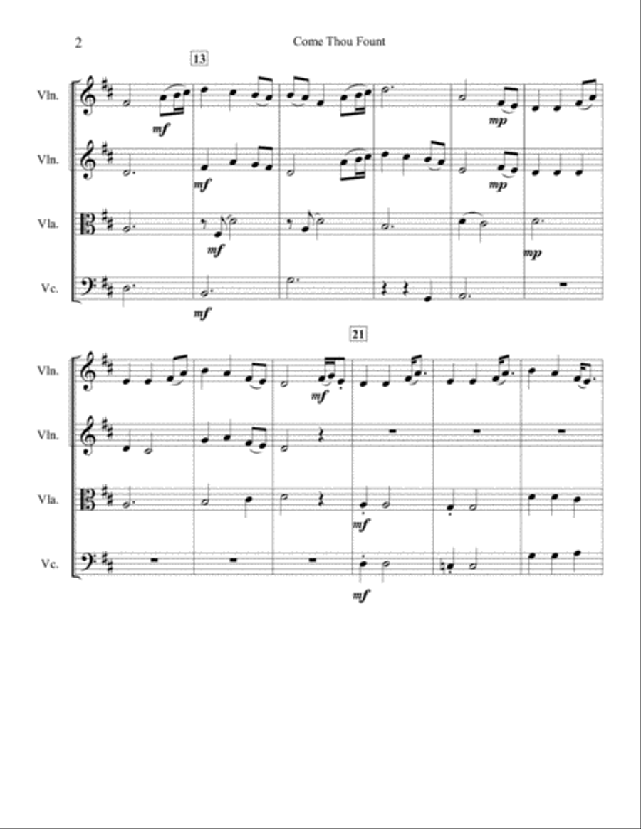 Come Thou Fount of Every Blessing (String Quartet) String Quartet scores gallery preview page 5