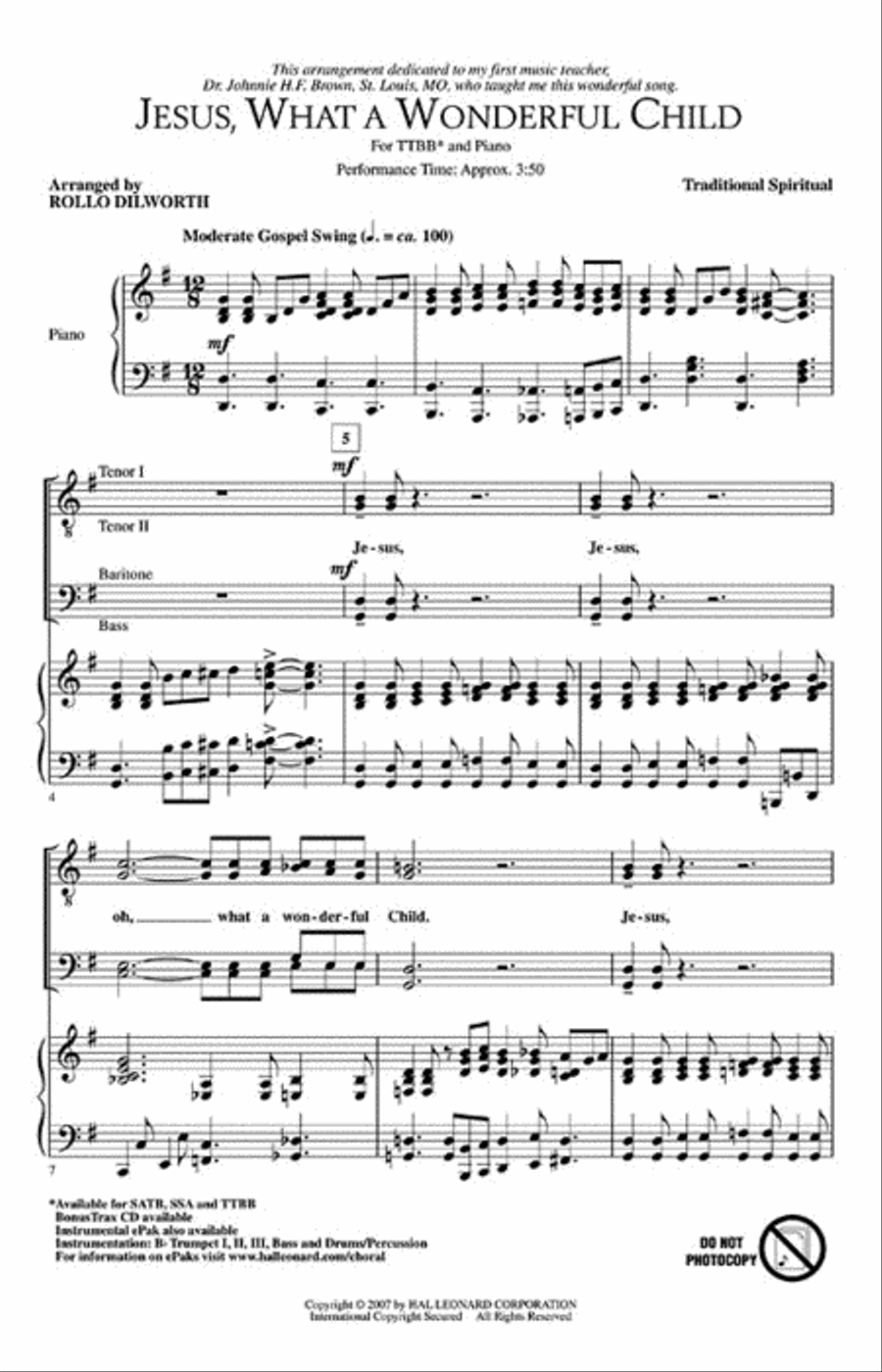 Jesus, What a Wonderful Child TTBB scores gallery preview page 2