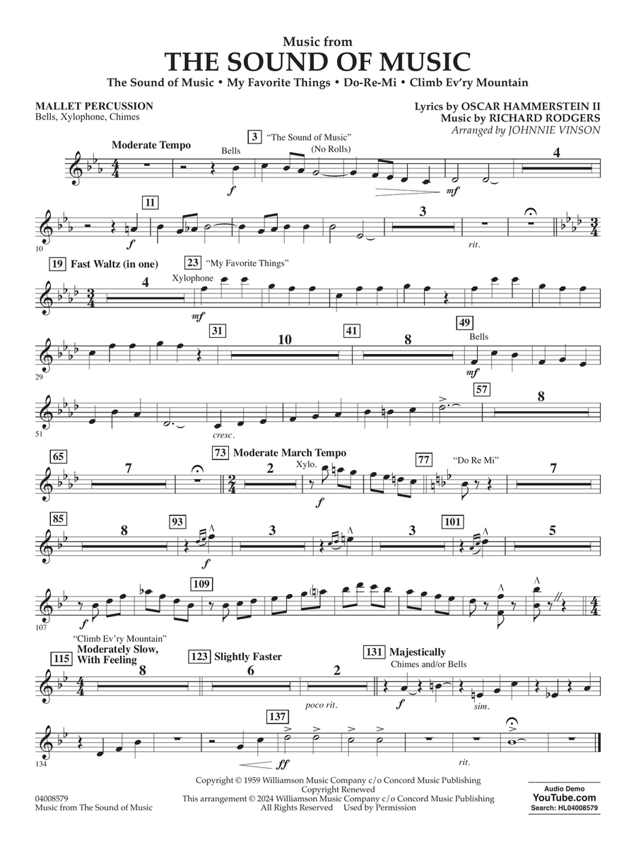 Music from The Sound Of Music (arr. Vinson) - Mallet Percussion