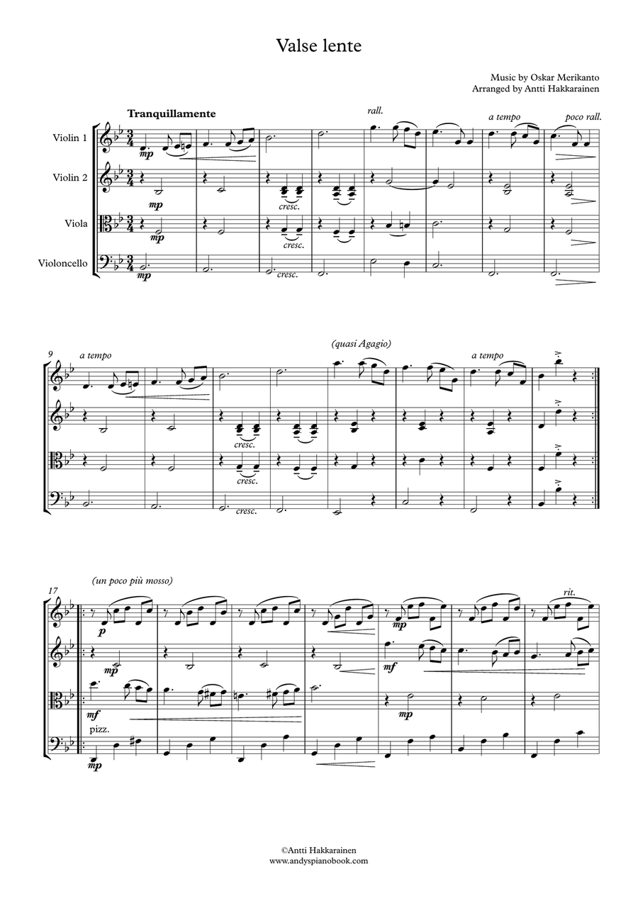 Valse Lente - String Quartet String Quartet scores gallery preview page 2