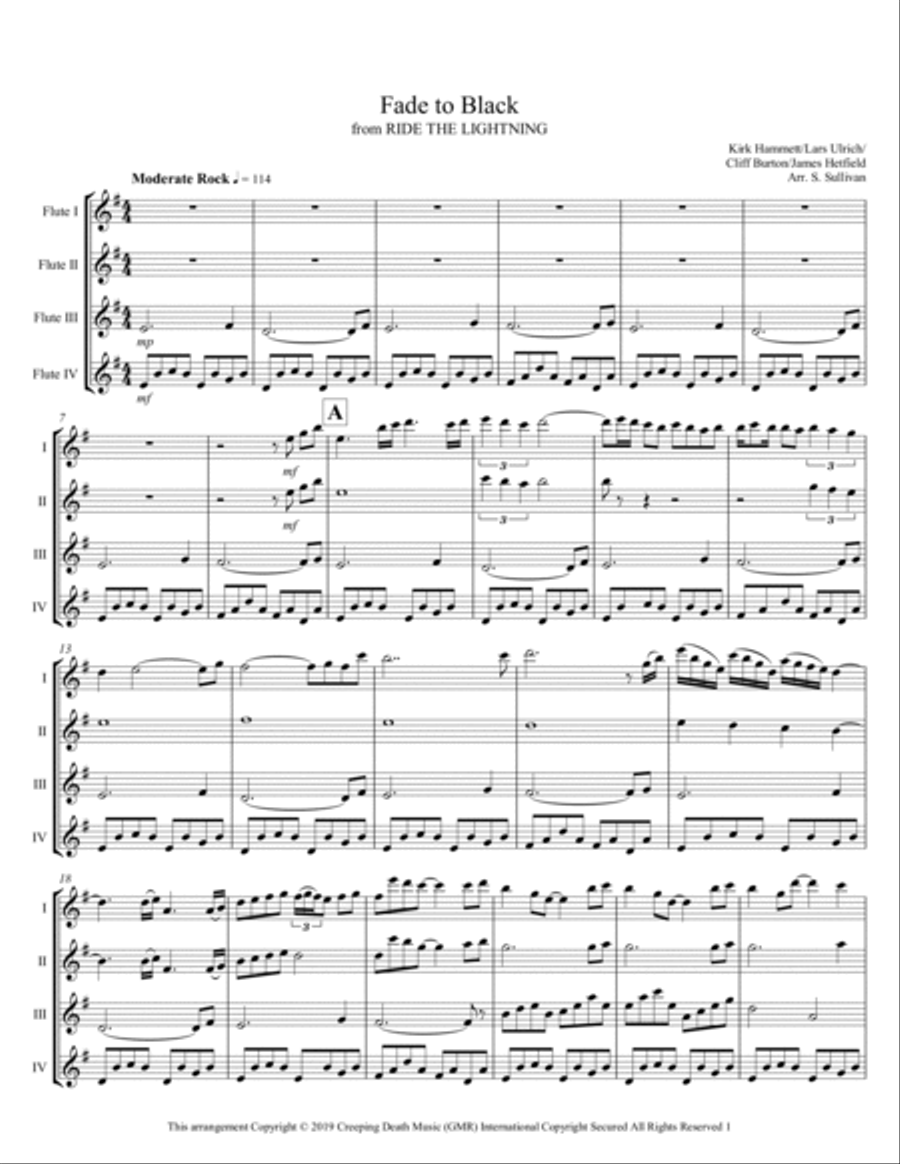 Fade To Black Flute Quartet scores gallery preview page 2