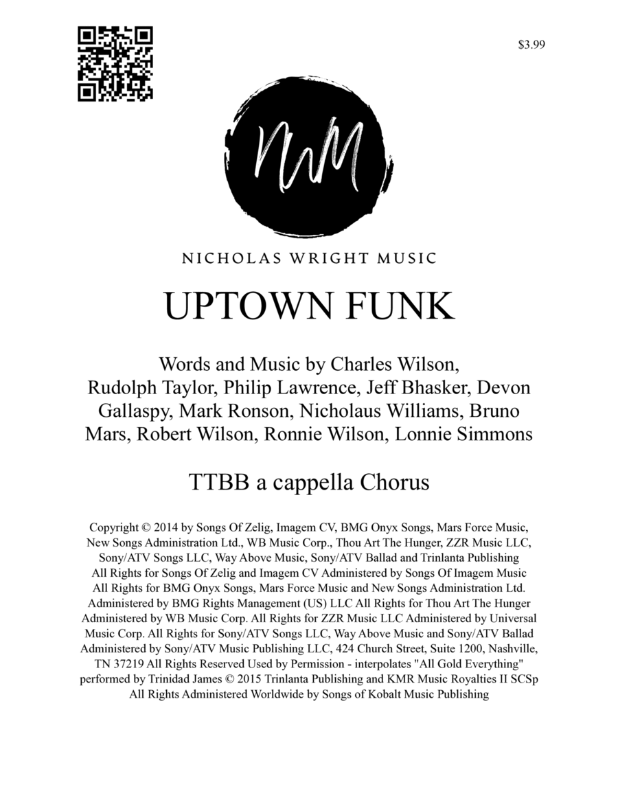 Uptown Funk TTBB scores gallery preview page 1
