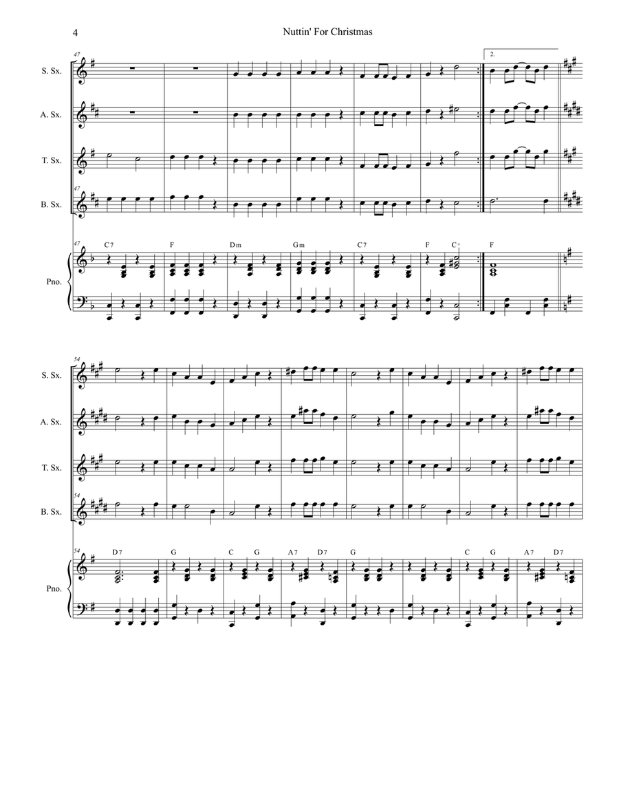 Nuttin' For Christmas Saxophone Quartet scores gallery preview page 4