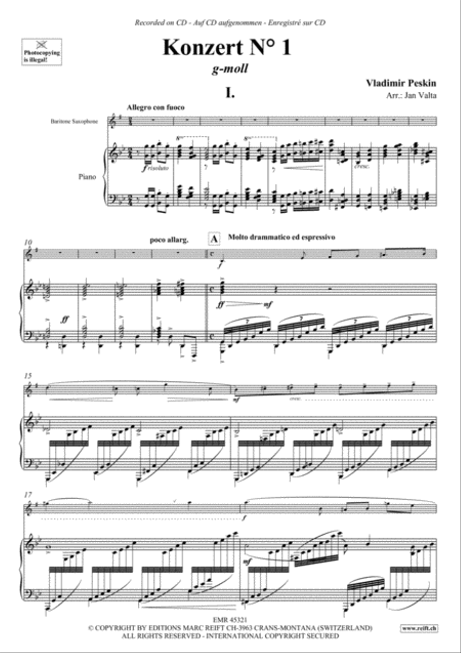 Konzert No. 1 g-moll Konzert No. 1 g-moll Baritone Saxophone scores gallery preview page 4