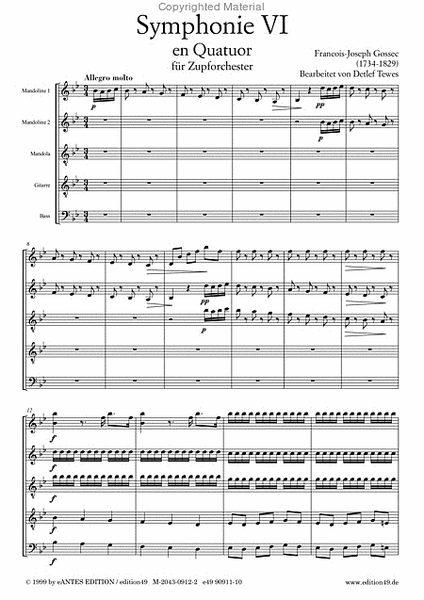 Symphonie VI en Quatuor (Symphony Nr. 6) fur Zupforchester