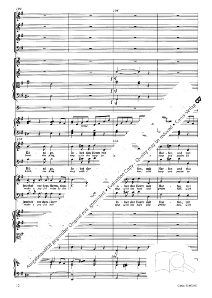 Psalm 98 (Der 98. Psalm) 4-Part scores gallery preview page 23