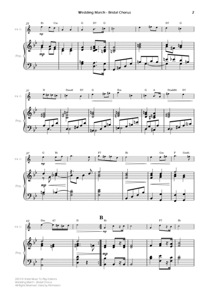 Wedding March (Bridal Chorus) - Bb Clarinet and Piano - W/Chords (Full Score and Parts) image number null