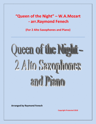 Book cover for Queen of the Night - From the Magic Flute - 2 Alto Saxes and Piano