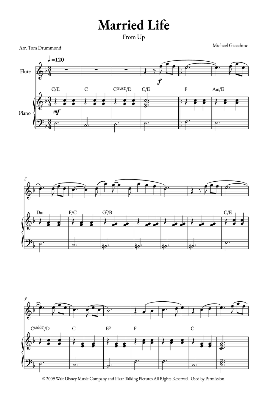 Married Life Married Life Flute Solo scores gallery preview page 1