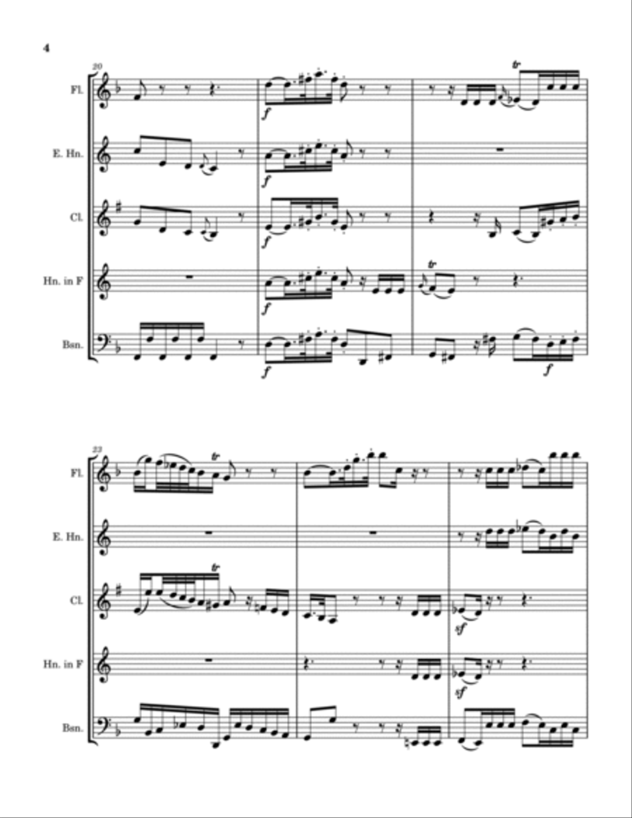 Mozart-Bach Prelude and Fugue I from K.404a (arranged for woodwind quintet) Woodwind Quintet scores gallery preview page 4