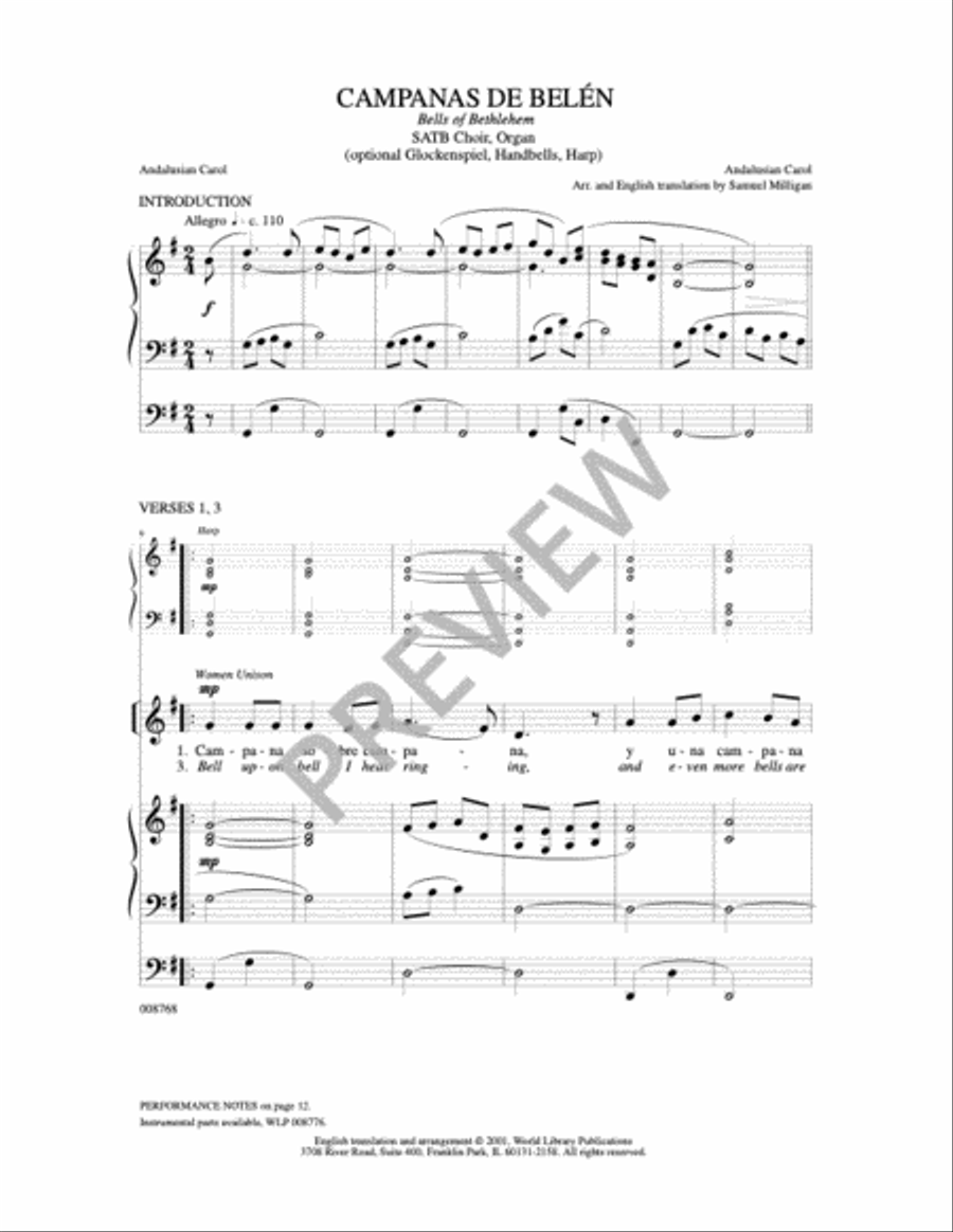 Campanas de Belen-Milligan 4-Part scores gallery preview page 6