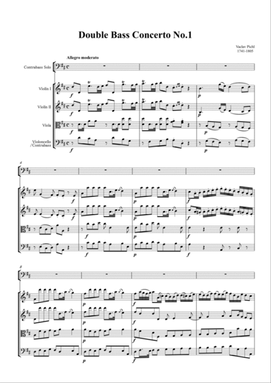 Pichl-Double Bass Concerto No.1,for Double Bass and String Orchestra String Orchestra scores gallery preview page 2