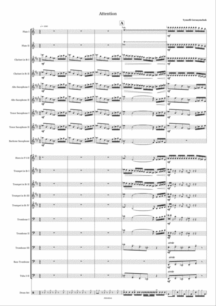 Attention. Agressive energetic music for big band Concert Band scores gallery preview page 2