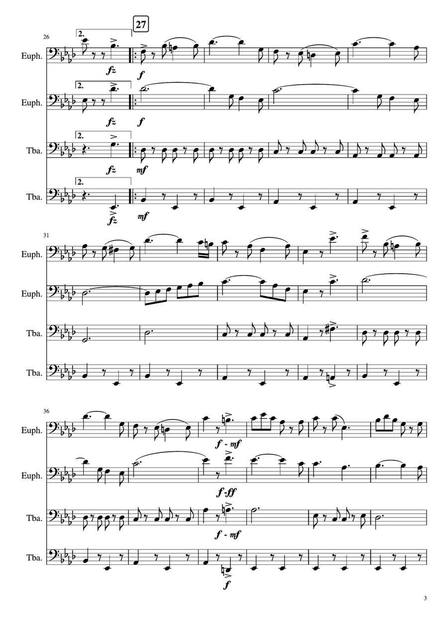 The Kilties March Brass Quartet scores gallery preview page 3