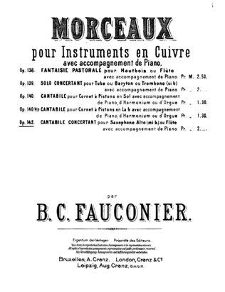 Book cover for Cantabile Concertant for Alto Saxophone and Piano, Op. 146