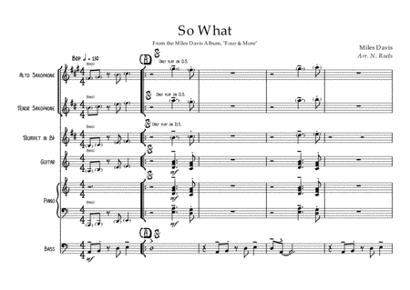 SO WHAT - Miles Davis, Arr. N. Roels (from "Four and More") image number null