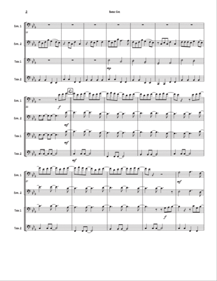 Barbie Girl Brass Quartet scores gallery preview page 2