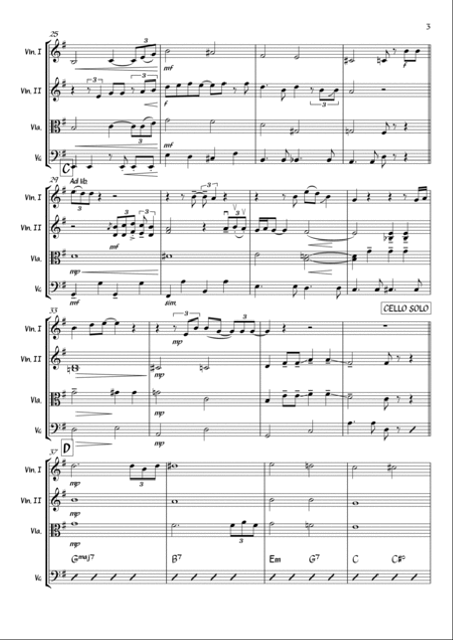 Georgia On My Mind String Quartet scores gallery preview page 3