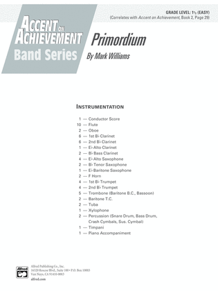 Book cover for Primordium: Score