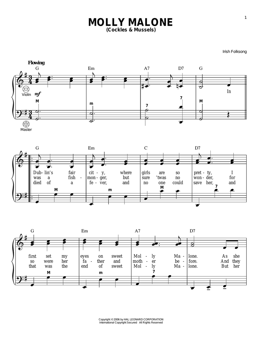 Molly Malone (Cockles & Mussels) Accordion scores gallery preview page 1