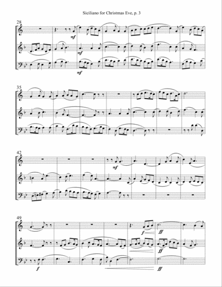 Siciliano for Christmas Eve - Brass Trio Brass Trio scores gallery preview page 3