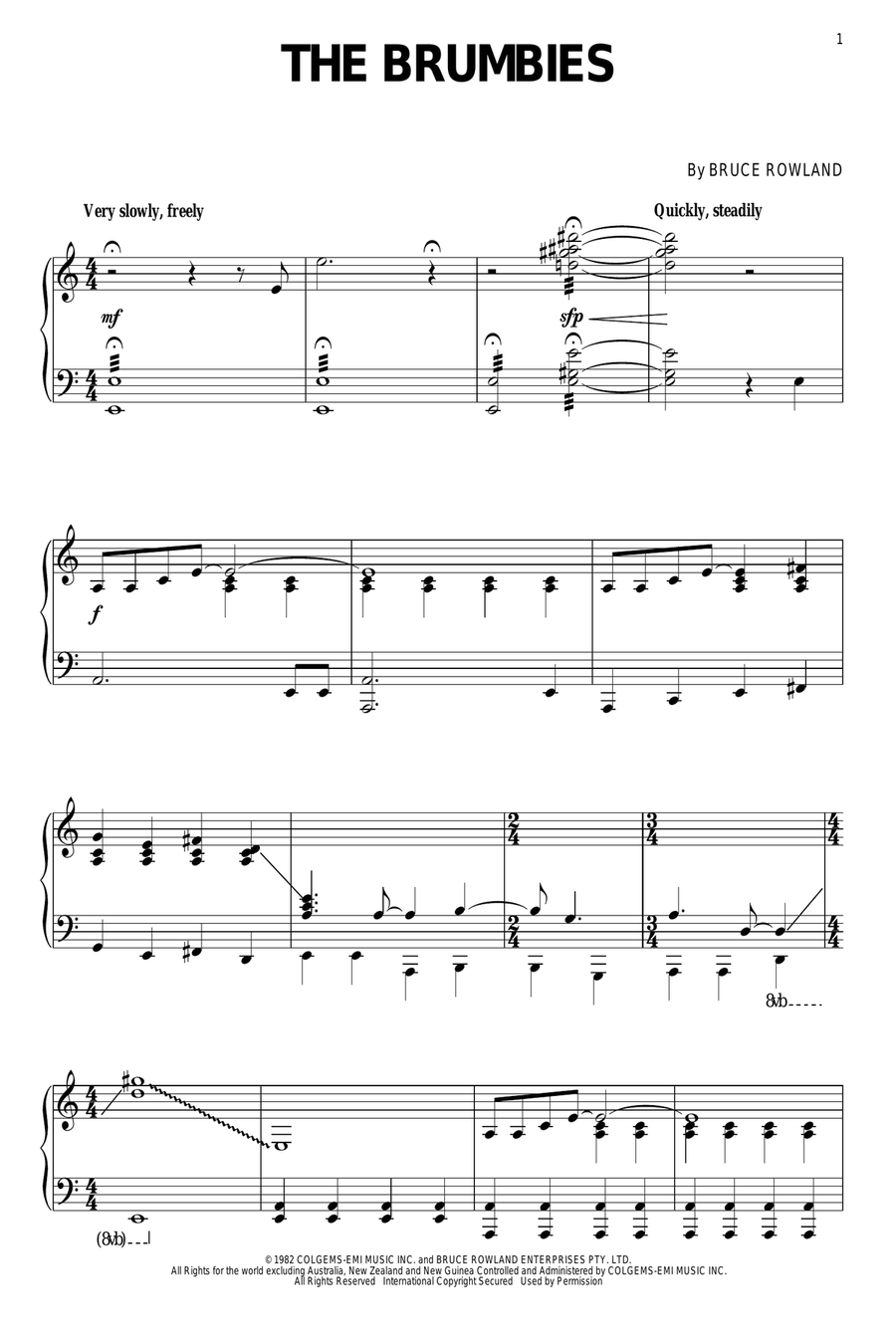 The Brumbies The Brumbies Piano Solo scores gallery preview page 1
