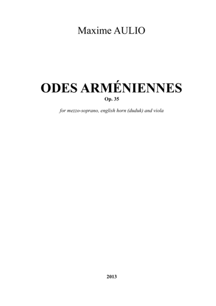Odes Armeniennes (Armenian Odes), for duduk/english horn, voice, and viola Small Ensemble - Digital Sheet Music