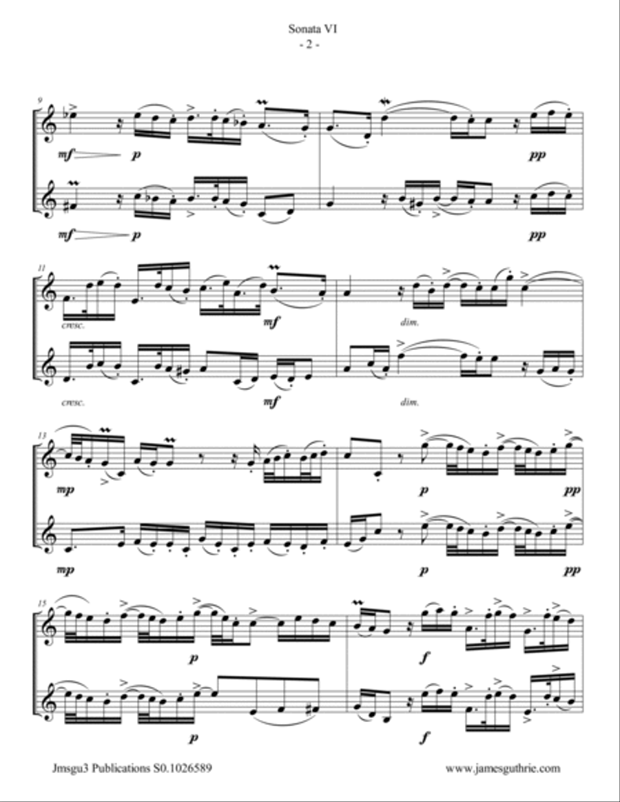 Handel: Sonata No. 6 for Violin Duo String Duet scores gallery preview page 2