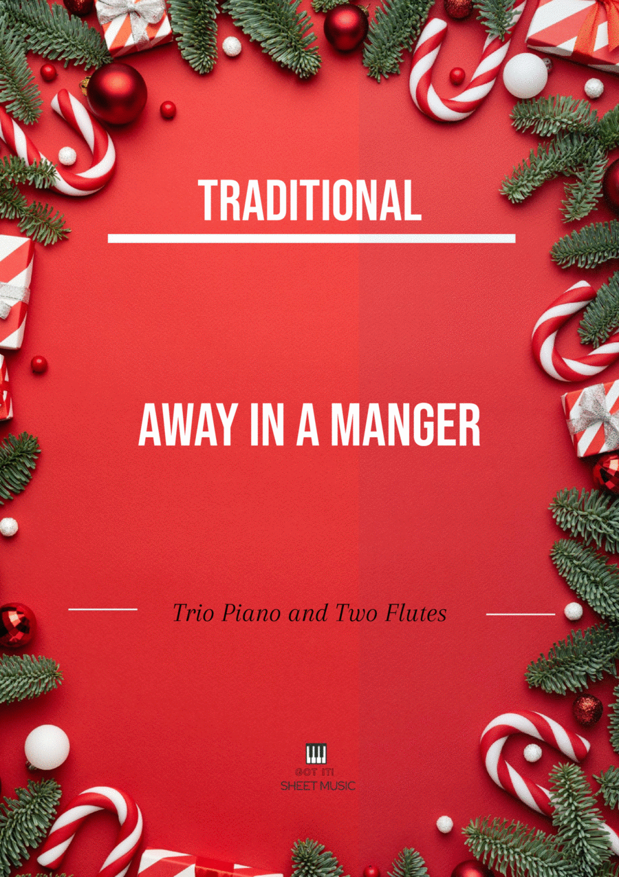 Traditional - Away In a Manger (Trio Piano and Two Flutes) with chords Small Ensemble scores gallery preview page 1