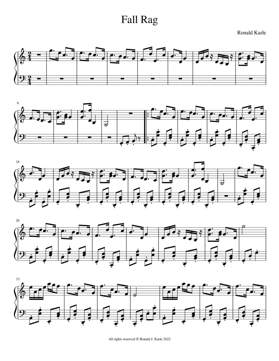 Fall Rag Piano Solo scores gallery preview page 1