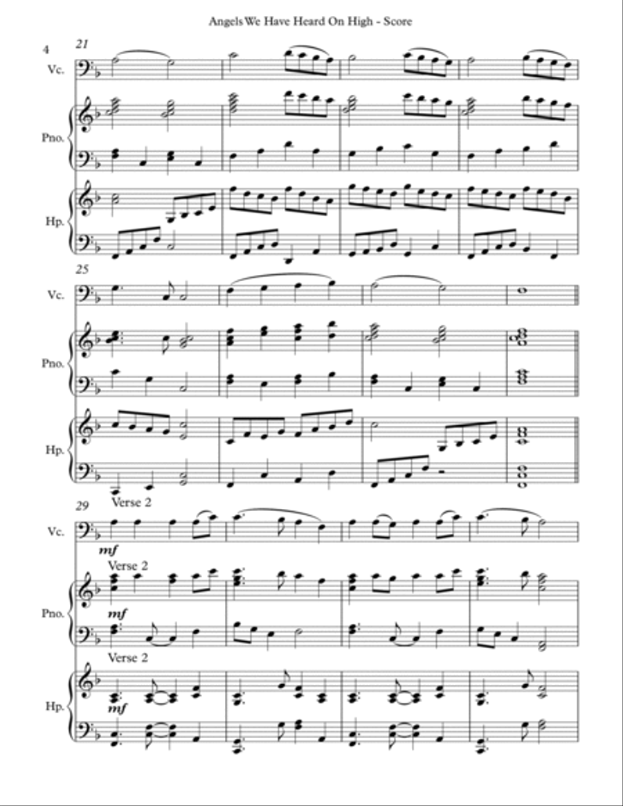 Angels We Have Heard On High, Trio for Cello, Harp and Piano image number null