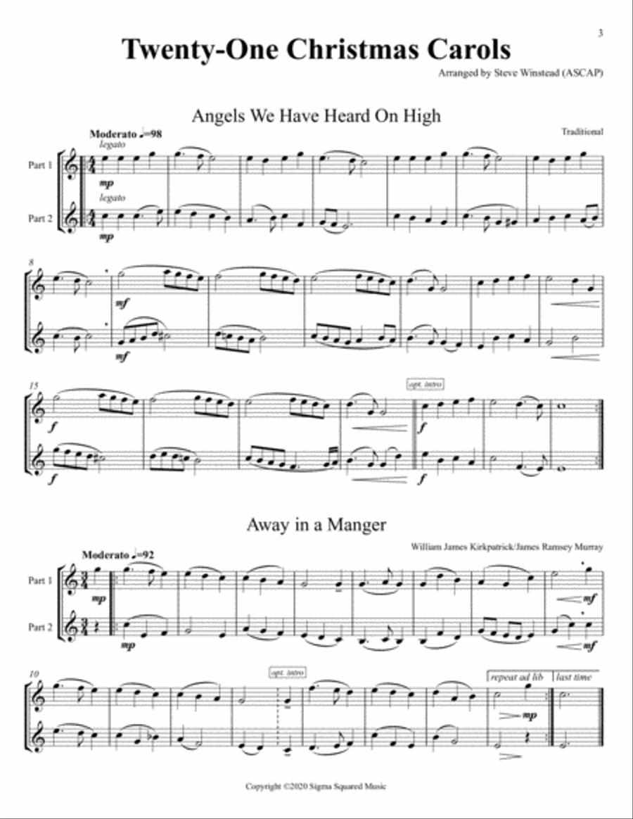 Twenty-One Christmas Carols for Flexible Brass Duet - Trumpet Trumpet Duet scores gallery preview page 3