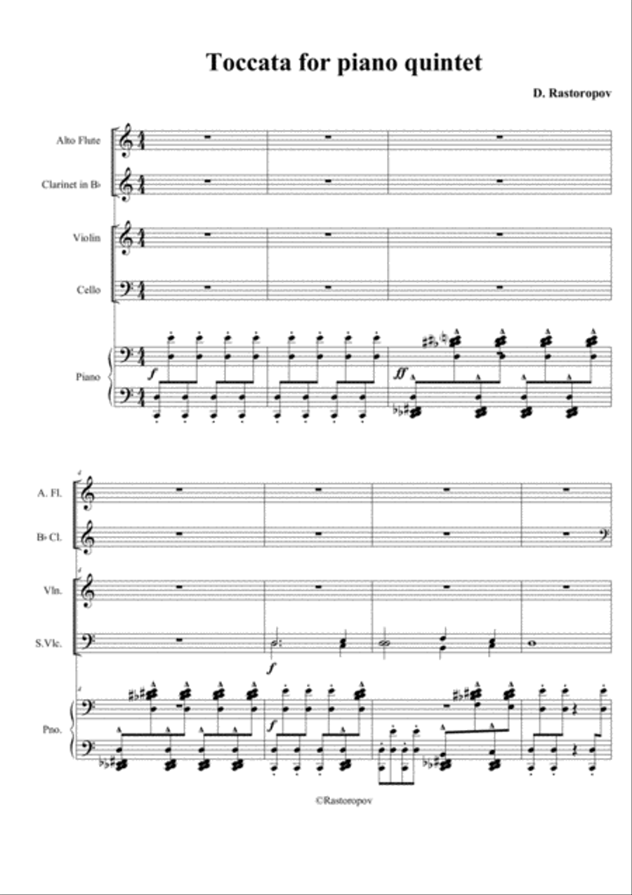 Toccata for Piano Quintet Small Ensemble scores gallery preview page 1