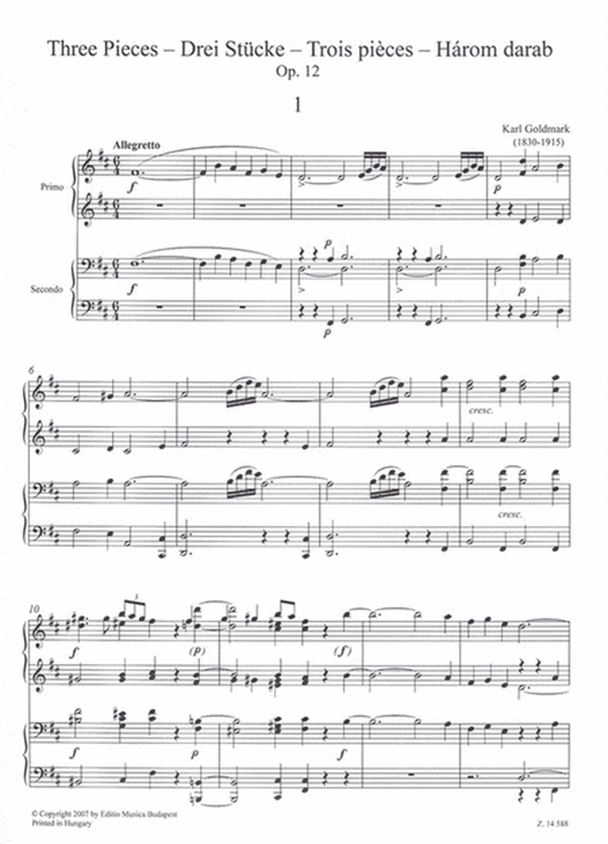 Drei Stücke für Klavier zu vier Händen op. 12