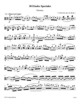 Book cover for Mazas, Etudes for Viola Op 36, Book 1, No.26