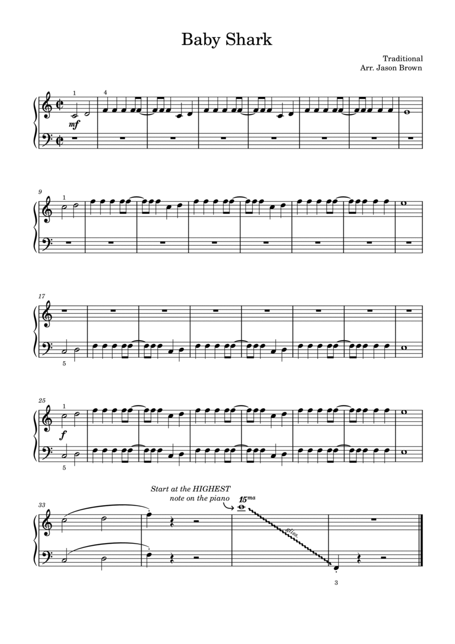 Baby Shark (Level 1) Piano Method scores gallery preview page 1