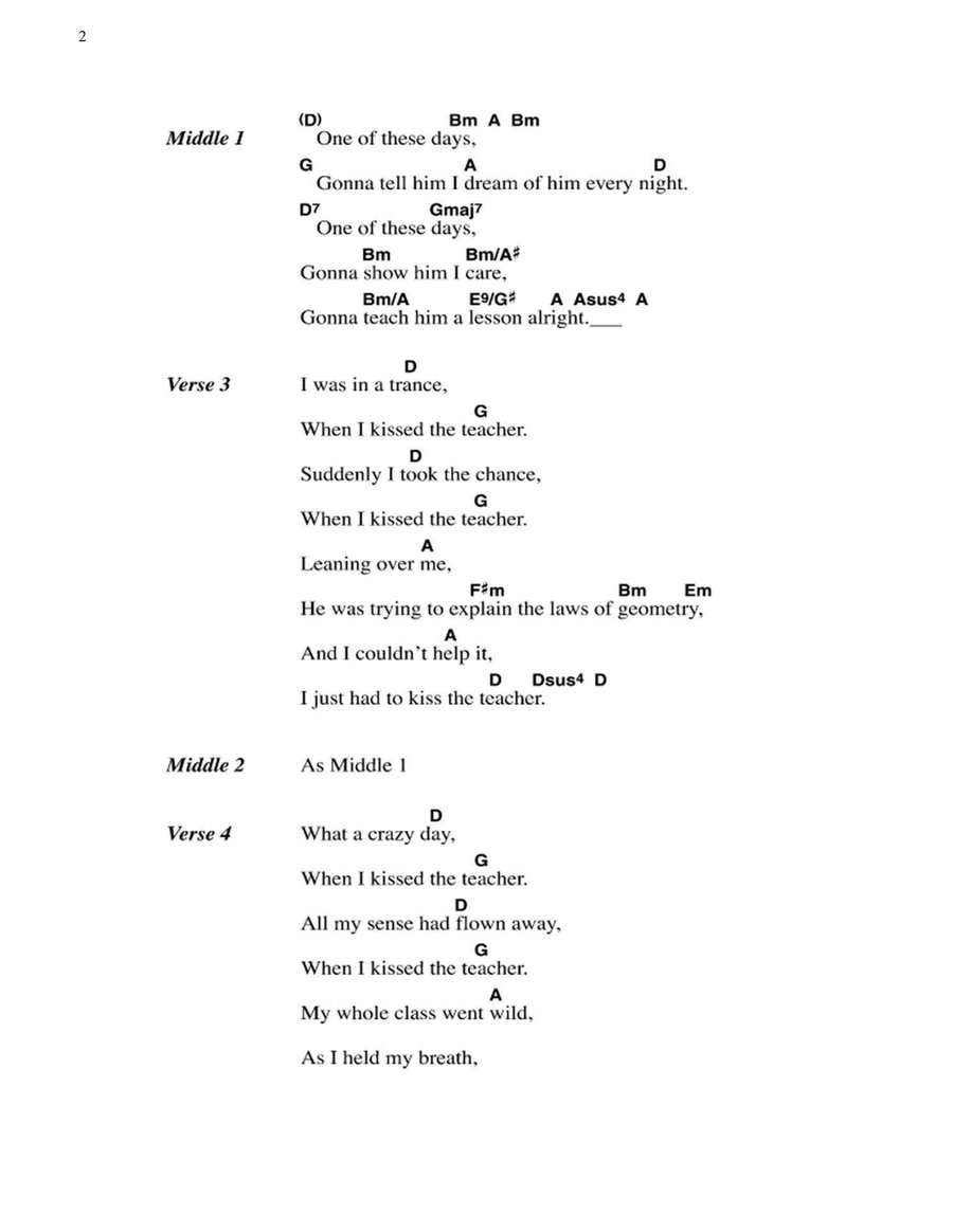 When I Kissed The Teacher Acoustic Guitar scores gallery preview page 2