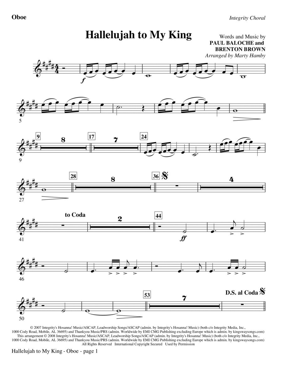 Hallelujah To My King - Oboe Choir scores gallery preview page 1
